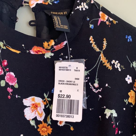 Black flower pattern long sleeve dress - Picture 4 of 8